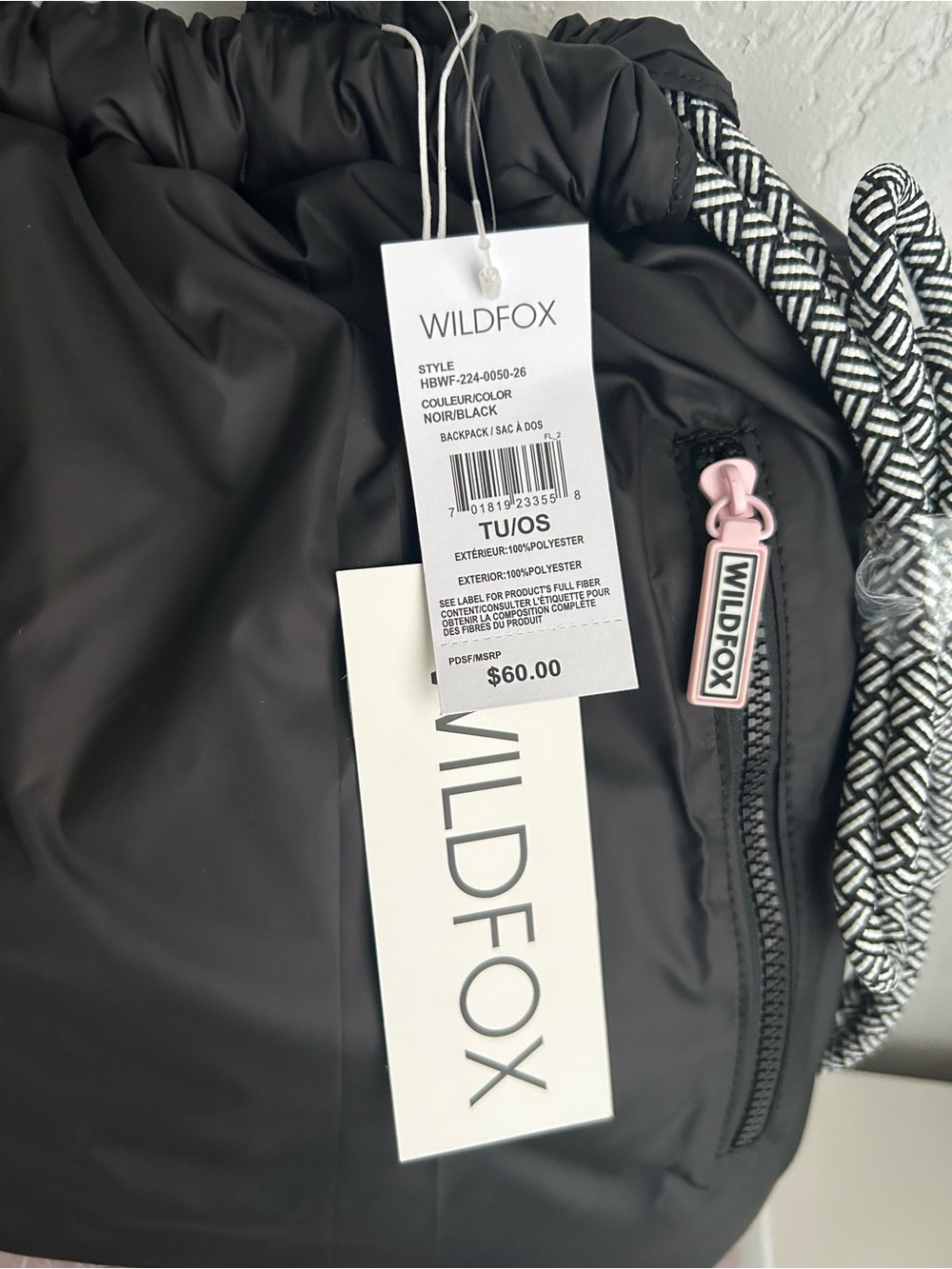 Wildfox Black Quilted Tote with Patterned Side Straps - Picture 4 of 6